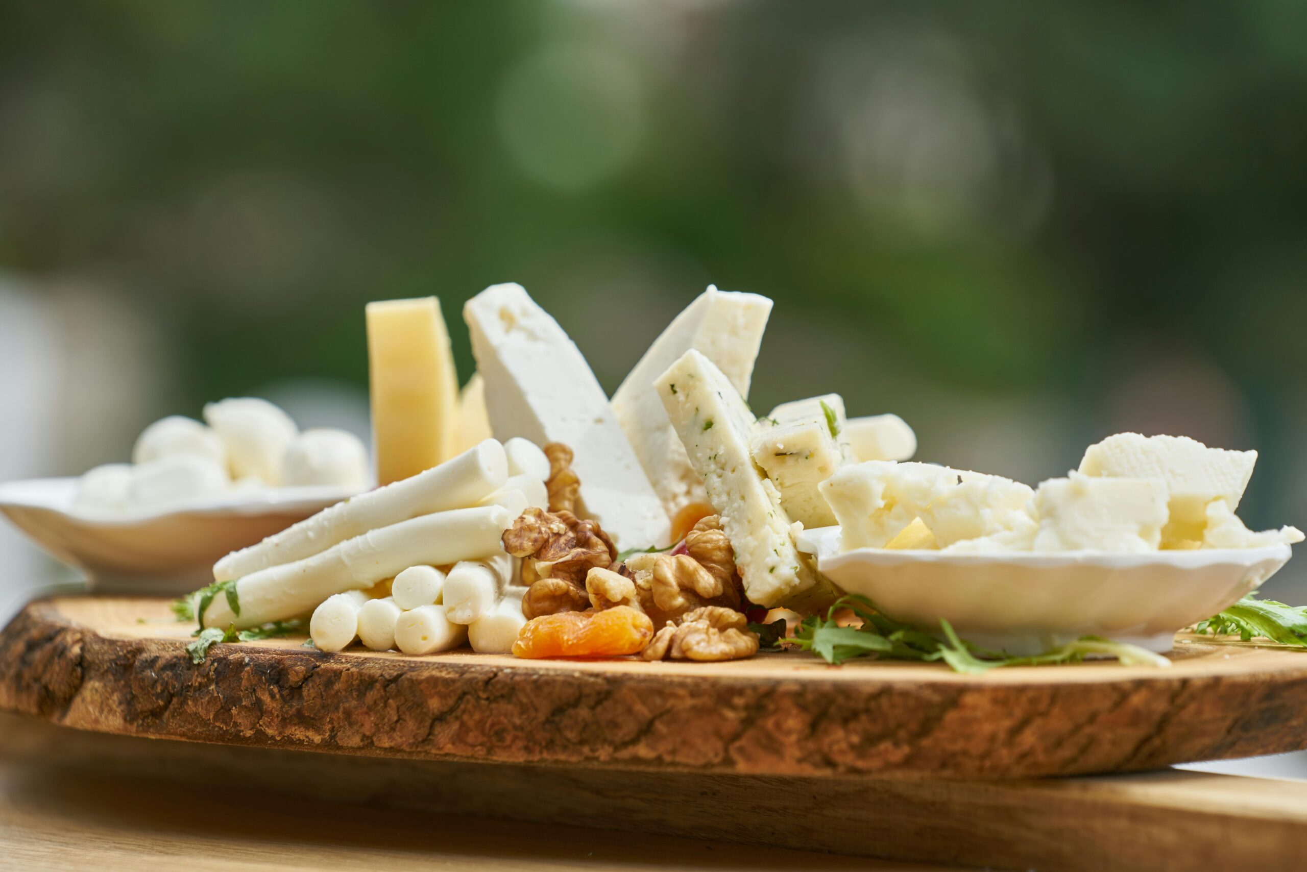 Dairy products including different types of cheese.