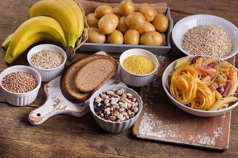 Food containing carbohydrates such as bread and pasta.